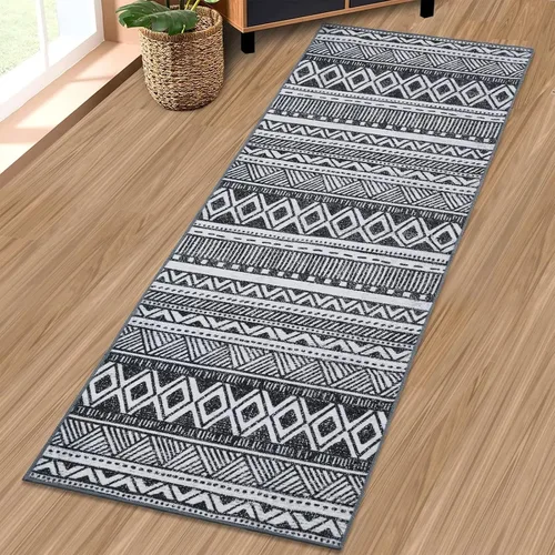 Vista 11 de Zacoo Alfombra bohemia de 4 x 6 pies, lavable a máquina, marroquí, para dormitorio, sala de estar, alfombra bohemia suave y antideslizante