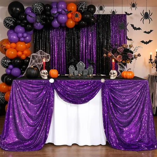 Vista 63 de B-COOL Mantel de lentejuelas con brillo para mesas, color azul bebé, mantel de lentejuelas para decoración de mesas, para bodas, Navidad