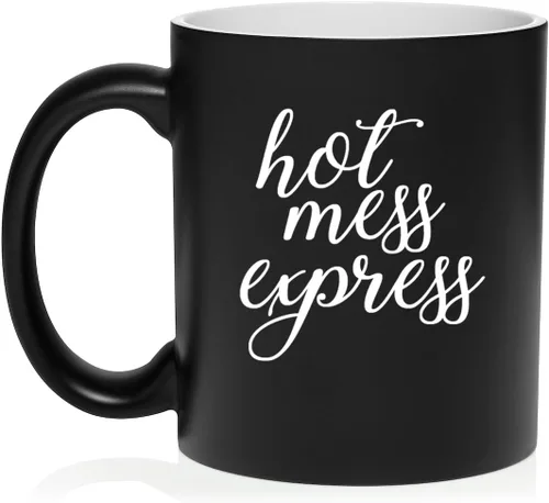 Vista 20 de Daylor Hot Mess Express - Taza de café de cerámica divertida para ella, él, amigo, compañero de trabajo, esposa, esposo (11 onzas, azul)