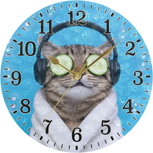 Vista 28 de JUNZAN Reloj de bañera con vino romántico espumoso y velas, reloj de pared silencioso de 10 pulgadas, pequeño reloj redondo, decoración de cocina