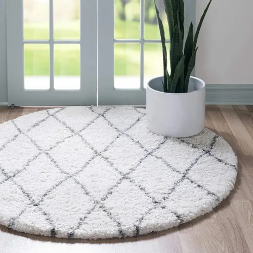 Vista 38 de Unique Loom Rabat Shag Collection - Alfombra de área con enrejado (2 pies 2 pulgadas x 3 pies 1 pulgada, rectangular, marfil puro/gris)