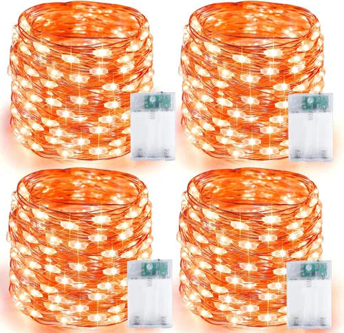 Vista 13 de Serie de luces LED RGB parpadeantes que cambian de color, funciona con pilas, para decoración de interiores y exteriores, con temporizador y control