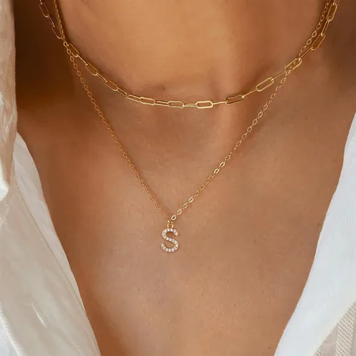 Vista 2 de Yoosteel Regalos para el día de San Valentín para niñas y ella, collares con iniciales de oro para mujer, chapado en oro, collar con dije de letra