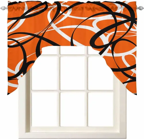 Vista 11 de Juego de 3 cortinas de cocina con festón de Navidad con cenefa, 3 piezas con bolsillo para barra, cortinas para dormitorio, sala de estar, baño