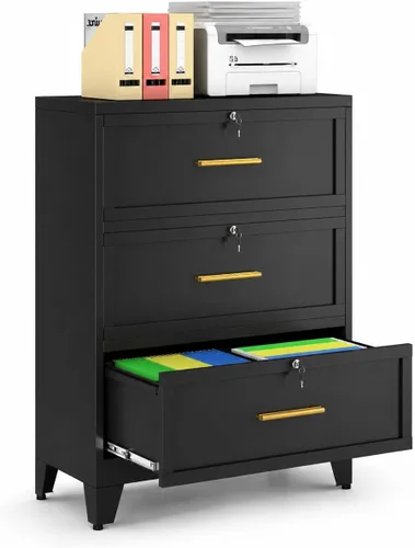Vista 20 de 2 Drawer File Cabinet with Lock, Small Filing Cabinet for Home Office Negro