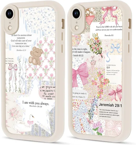 Vista 97 de Paquete de 2 fundas protectoras para iPhone 8 Plus/7 Plus de 5.5 pulgadas con collage de versículos bíblicos de Jesús para mujeres y niñas, diseño