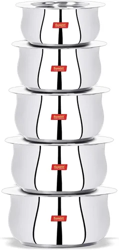 Vista 12 de Sumeet Juego de utensilios de cocina de acero inoxidable con tapa, 1.1, 1.6 L, 2 piezas (acero)