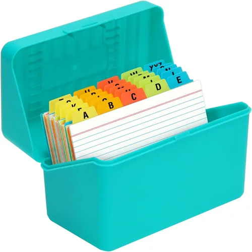 Vista 13 de H4D Tarjetero de índice de 3 x 5 con 100 tarjetas de índice a rayas pesadas y 25 divisores de plástico, color negro 3x5 Inch Plastic Box