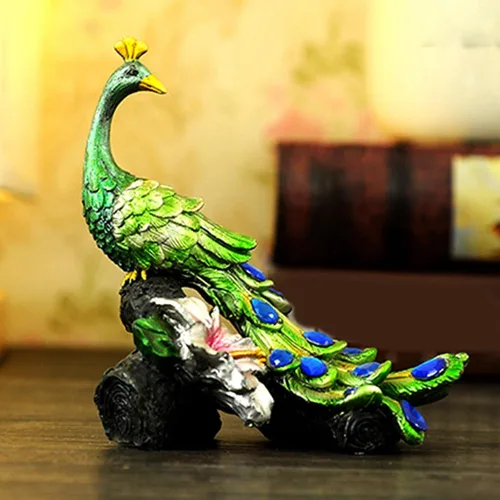 Vista 5 de Estatua de pavo real hermosa de animales para decoración del hogar