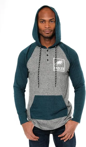 Vista 13 de Ultra Game - Sudadera con capucha de vellón para hombre con cuello Henley de la NFL Negro