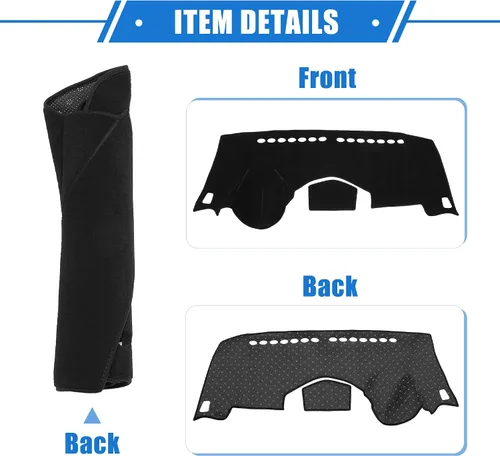 Vista 5 de Cubierta de tablero de instrumentos compatible con Chevy Trax 2014-2016, poliéster duradero negro cubierta delantera