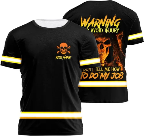 Vista 14 de Maddly Polo de alta visibilidad con diseño de calavera y bandera de Estados Unidos, ropa de trabajo patriótica con nombre personalizado