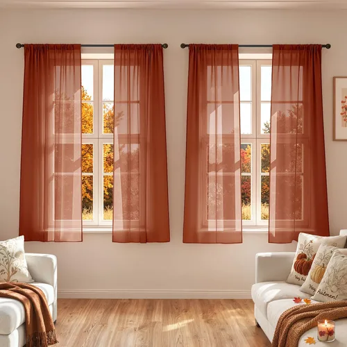 Vista 50 de MIULEE Cortinas traslúcidas marrón oscuro de 96 pulgadas de largo, 4
