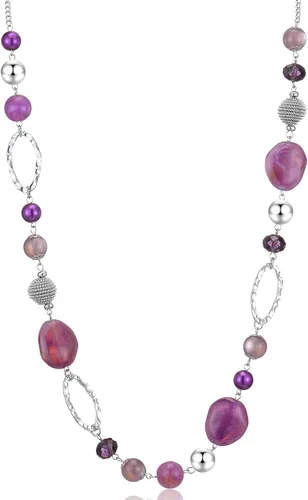 Vista 27 de BULINLIN Collar largo de cuentas para mujer, collar de cadena de suéter plateado con cuentas de resina de cristal, collar de joyería de moda