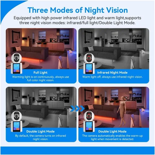 Vista 7 de Cámara PTZ WiFi de 3 MP con pantalla de visualización de 2.8 pulgadas, audio bidireccional y videollamada con un clic, cámara de seguridad EU Enchufe