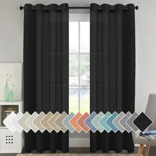 Vista 128 de H.VERSAILTEX Cortinas de lino de mezcla natural para sala de estar/cortinas de lino semitransparentes reductoras de luz de 54 pulgadas de largo