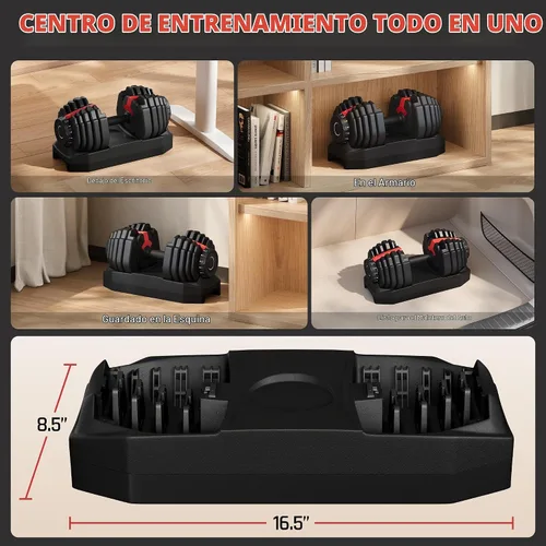 Vista 8 de Yaheetech Adjustable Dumbbell Set Free Weights Quick Adjust for Home Gym