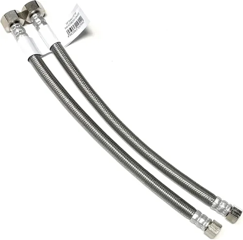 Vista 13 de Conector de línea de suministro de agua para grifo de acero inoxidable trenzado, línea de suministro para grifo - rosca de compresión hembra de 3/8