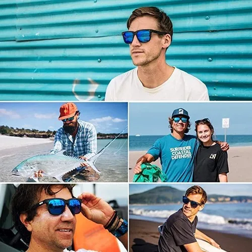 Vista 6 de MAXJULI Gafas de sol polarizadas para cabezas grandes, hombres y mujeres 8023