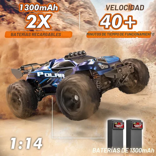 Vista 2 de Rc Cars 1:14 All Terrain RC Car para adultos y niños, 4WD Off-Road RC Truck de alta velocidad rápido 40+ KPH, 4X4 impermeable a control remoto con 2