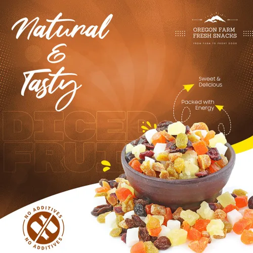 Vista 2 de Oregon Farm Fresh Snacks Mezcla de frutas secas – Mezcla de aperitivos con arándanos secos, coco, mango y pasas – Snacks saludables para adultos