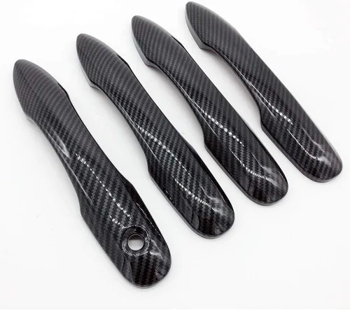 Vista 2 de Espejo lateral estilo fibra de carbono + 4 cubiertas de manija de puerta compatibles con Camry 2018-2022