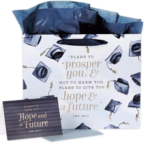 Vista 14 de Christian Art Gifts Bolsa de regalo grande de las Escrituras de Paisaje con tarjeta de felicitación y juego de papel de seda para niños: cada
