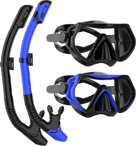 Vista 14 de Equipo de esnórquel para adultos, juego de máscara de esnórquel JRing con vidrio templado de 180 grados, gafas antivaho para buceo, esnórquel