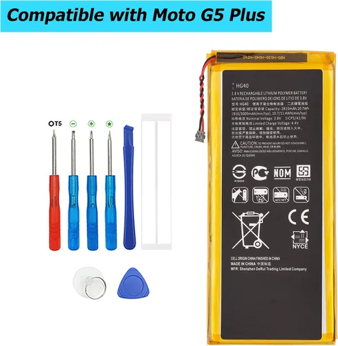 Vista 3 de Batería de repuesto HG40 compatible con Motorola Moto G5 Plus XT1684 XT1685 XT1685 XT1687 SNN5984A con herramientas