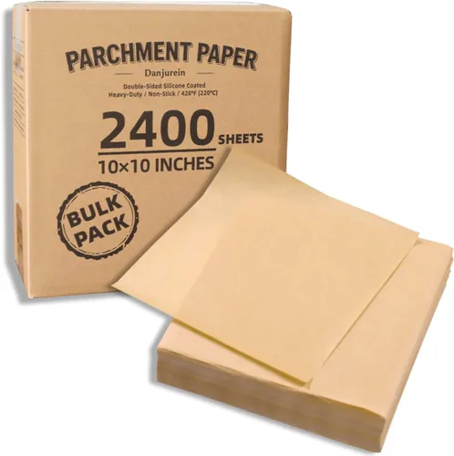 Vista 26 de Cuadrados pequeños de pergamino precortados a granel de 5 x 5, 3200 hojas, sin blanquear, antiadherentes, para envoltorios de dulces, papel de Marrón