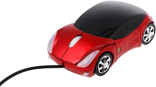 Vista 3 de 1000DPI Mini forma de coche USB óptico con cable innovador 2 faros ratón para PC ordenador portátil