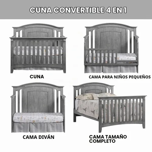 Vista 5 de Oxford Baby Willowbrook/Kenilworth Kit de conversión de riel de protección de cuna a cama infantil, gris grafito, certificado GreenGuard Gold Gris