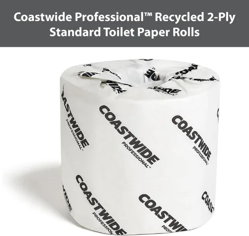 Vista 5 de Coastwide Papel higiénico reciclado profesional, 2 capas, blanco, 360 hojas/rollo, 48 rollos/caja