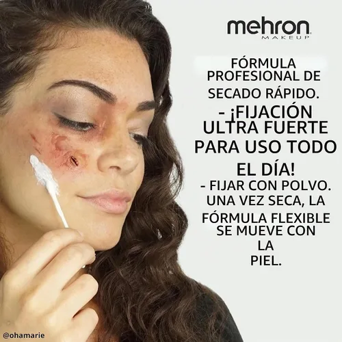 Vista 5 de Mehron - Látex líquido para maquillaje Maquillaje de efectos especiales Halloween Pegamento de látex para piel Pegamento para prótesis 1 fl