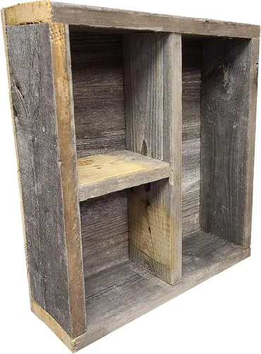 Vista 9 de Estante cuadrado de madera reciclada, madera rústica envejecida, fabricado en los Estados Unidos