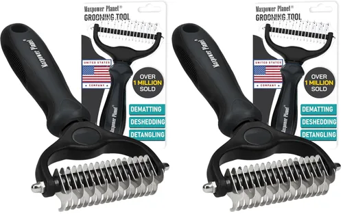 Vista 21 de Maxpower Planet Rastrillo para Perros y Cepillo de Pelo de Perro - Remueve Suavemente el Subpelo Suelto, Nudos y Enredos - Herramienta de Deslanado