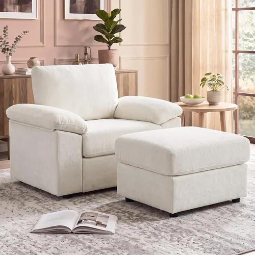 Vista 13 de Sofá de nube en forma de L de 101 pulgadas, sofá modular para sala de estar Beige