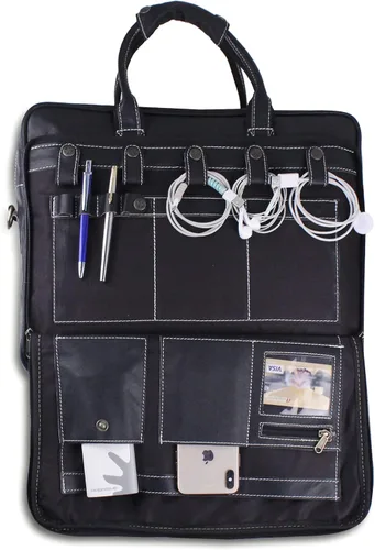 Vista 6 de 18 pulgadas cuero portátil bolsa para ordenador bolsa para hombre - Maletines de cuero genuino flexible para hombres w/acolchado portátil caso cuero