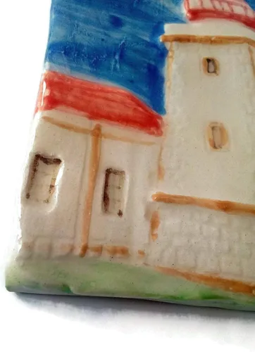 Vista 5 de Azulejo de faro de cerámica portugués hecho a mano