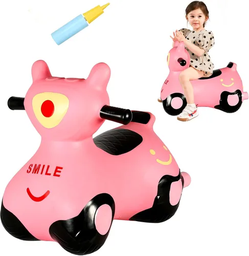 Vista 12 de INPANY Caballo hinchable, juguetes de tolva de dinosaurio, animal que rebota para niños, decoraciones de fiesta de dinosaurios, inflable para niños