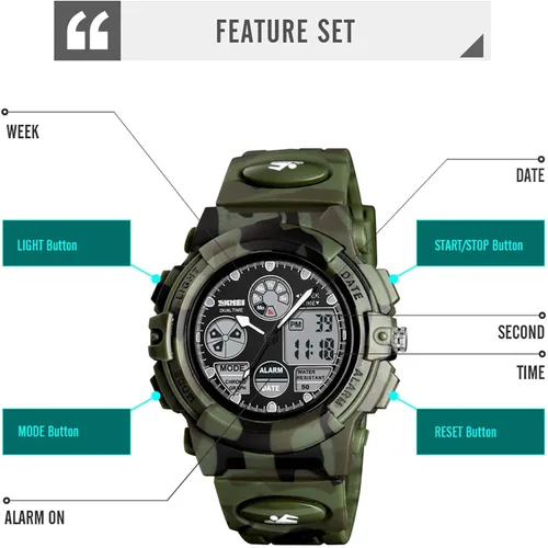Vista 6 de Kids Digital Sport Watch Boys Girls Waterproof Sports Outdoor Watches Children Casual Electronic Analog Quartz Wrist Watches with Alarm Stopwatch