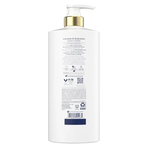 Vista 2 de Dove Acondicionador de coco e hidratación para cabello seco con tecnología de cuidado de bio-proteínas y aceite de coco, 28 onzas líquidas