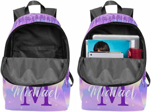 Vista 5 de Mochila personalizada para niños adolescentes con nombre para hijo e hija, regalo de regreso a la escuela, 0725-4, Personalizado