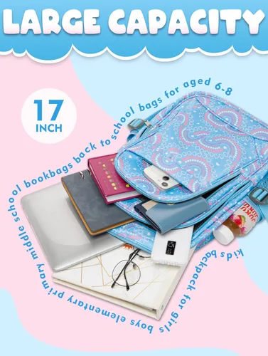 Vista 21 de BLUEFAIRY - Mochilas para niños y niñas, escuela primaria, jardín de niños
