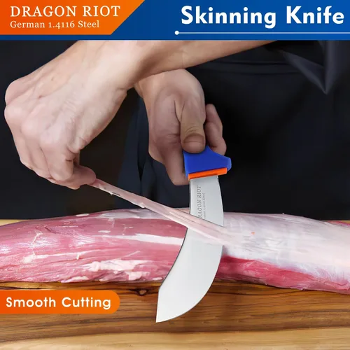 Vista 2 de DRAGON RIOT Cuchillo de desollar de 6 pulgadas, cuchillo de carnicero de carne para carne de res y procesamiento, cuchillo de cocina de acero