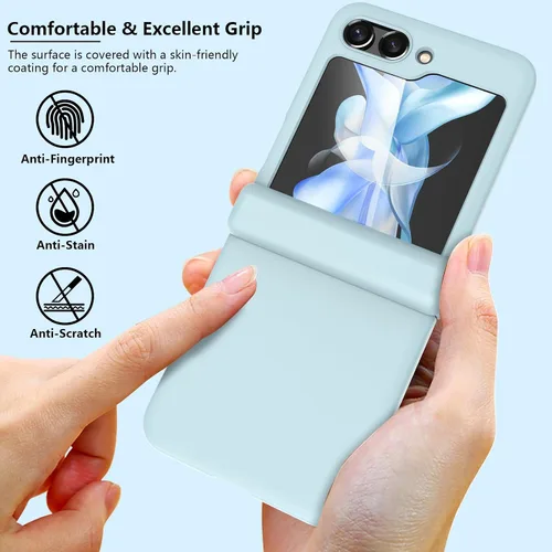 Vista 4 de Funda para Samsung Galaxy Z Flip 5 con protección de bisagra, delgada, delgada, a prueba de golpes, funda protectora rígida para teléfono (azul)