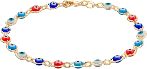 Vista 5 de Barzel Tobillera chapada en oro de 18k con ojo malvado - Hecha en Brasil Azul