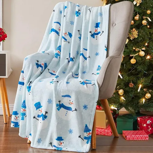 Vista 36 de Manta de Forro Polar para las Fiestas Navideñas: Corona Tradicional de Decoración del Hogar con Saludos Cheers Merry Peace Joy sobre Fondo Beige