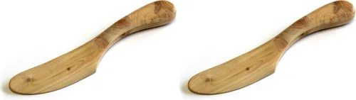 Vista 7 de Saaremaa Nordic Art Store - Cuchillo de mantequilla de madera de enebro hecho a mano con mango de mosaico