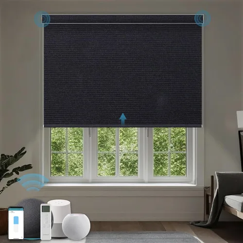 Vista 38 de Persiana Motorizada, Compatible con Homekit Thread-Enabled, Persianas Inteligentes 100% Opacas con Control Remoto, Persiana Enrollable Eléctrica